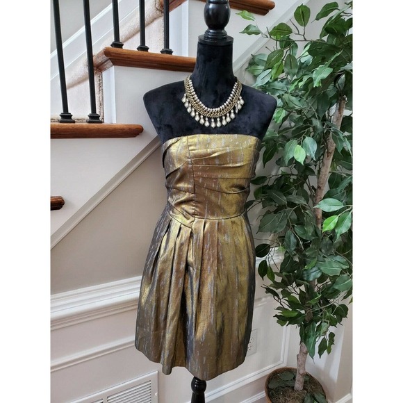 BCBGenerations Women's Golden PolyCotton Sleeveless Short Length Dress Size 10 - Picture 11 of 11